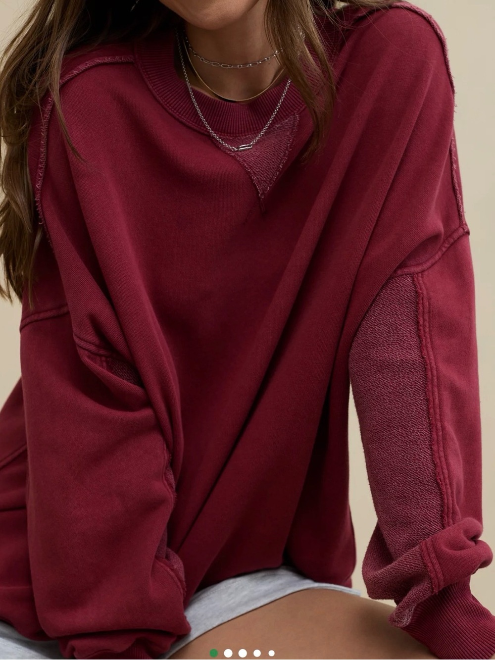 Aerie Big Chill Sweatshirt Oversized Burgundy Womens Size XXL